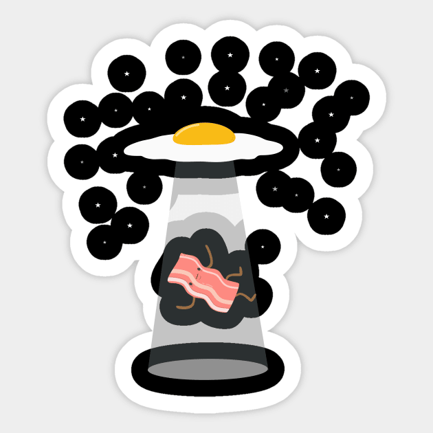 Cool Bacon and Eggs UFO Sticker by happinessinatee